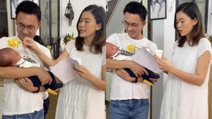 Mâu Thuỷ hé lộ dung mạo ông xã trong dịp đầy tháng con đầu lòng