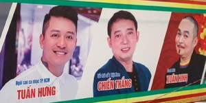 Đang ở Mỹ, Tuấn Hưng lại được quảng cáo biểu diễn tại một hội chợ ở Hải Dương