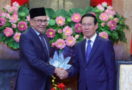 Chủ tịch nước Võ Văn Thưởng tiếp Thủ tướng Malaysia Anwar Ibrahim