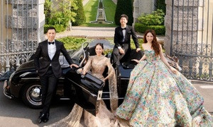 Vợ tài tử Chân Tử Đan mặc váy cưới của NTK Phạm Đăng Anh Thư