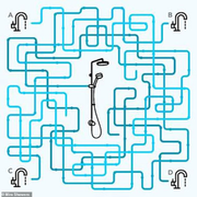 Đố bạn biết vòi sen trong hình lấy nguồn nước từ đâu?