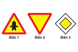 Biển nào báo hiệu xe đi trên đường này được quyền ưu tiên qua nơi giao nhau?