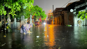 Thành phố Quy Nhơn, Bình Định: Đường ngập, nước tràn vào nhà sau cơn mưa kéo dài