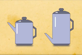 Chiếc bình nào đựng được nhiều nước hơn?