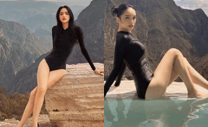 Hương Giang diện áo tắm khoe chân dài, eo thon giữa vùng núi Mexico