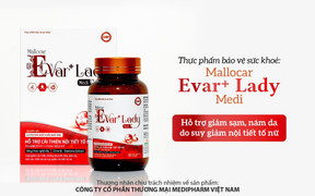 Mallocar Evar+ Lady Medi: Hỗ trợ giảm sạm, nám da do suy giảm nội tiết tố nữ