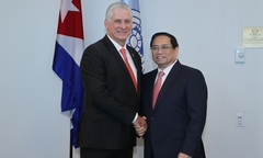 Thủ tướng Phạm Minh Chính hội kiến Chủ tịch Cuba Miguel Díaz-Canel