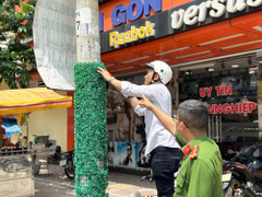 Phạt chủ nhà trọ dán quảng cáo lên những cột điện quấn thảm cỏ nhựa ở TP.HCM