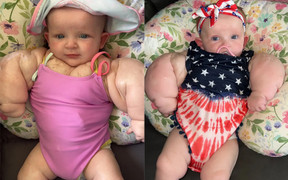  Bé gái 9 tháng tuổi có thân thể như vận động viên thể hình 