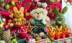 Mê mẩn ngắm mâm cỗ Trung thu cầu kỳ, đầy sắc màu của 'hội gái đảm'