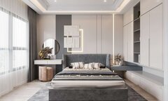 Mẫu phòng ngủ tone xám mang phong cách hiện đại