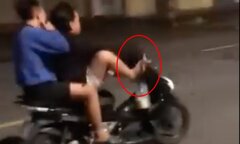 Nam thanh niên đầu trần, lái xe máy bằng chân ở Đồng Nai bị xử phạt