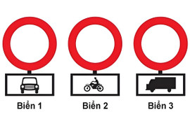 Biển nào chỉ dẫn xe mô tô không được đi vào?