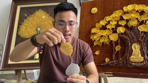 Độc đáo những bức tranh làm từ lá bồ đề của chàng trai 9X Hải Phòng
