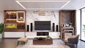 Những mẫu phòng khách kết hợp phòng thờ đem lại tài lộc, sung túc