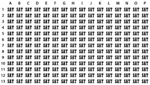 Trong 10 giây, đố bạn tìm được chữ duy nhất khác biệt trong hình này