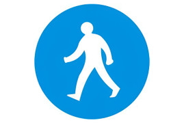 Biển báo hình tròn, nền xanh lam, có hình vẽ màu trắng là loại biển gì?