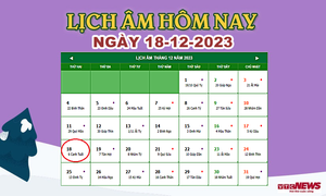 Lịch âm 18/12 - Âm lịch hôm nay 18/12 chính xác nhất - lịch vạn niên 18/12/2023