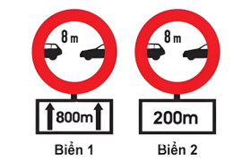 Biển nào báo hiệu chiều dài đoạn đường phải giữ cự ly tối thiểu giữa hai xe?