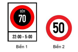 Biển nào thể hiện tốc độ tối đa cho phép về ban đêm đối với các phương tiện?