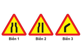 Biển nào báo hiệu đường bị thu hẹp?
