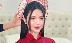 Nhan sắc xinh đẹp của cô dâu Chu Thanh Huyền trong tà áo dài truyền thống