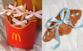 Dân mạng đua nhau theo 'trend' buộc nơ vào đồ ăn