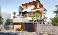 Mẫu nhà vuông 3 tầng gây ấn tượng