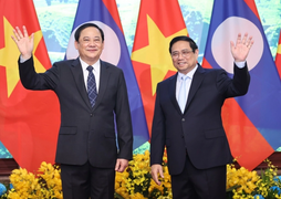 Toàn cảnh: Thủ tướng Phạm Minh Chính chủ trì lễ đón chính thức Thủ tướng Lào
