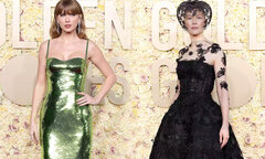 Quả cầu vàng 2024: Taylor Swift như tạc tượng, Rosamund Pike che mặt sau tai nạn