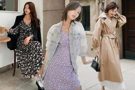 Cách diện áo khoác và váy liền đầy nữ tính