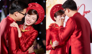 Diễn viên 'Thương ngày nắng về' bật khóc vì hạnh phúc trong ngày ăn hỏi