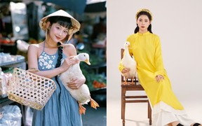 Trào lưu chụp ảnh Tết với con vịt đang khuấy đảo TikTok