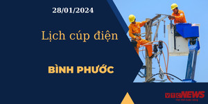 Lịch cúp điện hôm nay tại Bình Phước ngày 28/01/2024