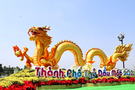 Cận cảnh bộ đôi linh vật 'rồng lu' và 'rồng phun nước' của Bình Dương 