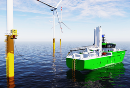 Lần đầu tiên tàu vận hành dịch vụ chạy điện sạc bằng tuabin gió 