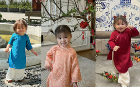 Em bé hot nhất mạng xã hội dịp Tết, mỗi ngày một bộ áo dài