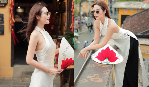 Nữ chính 'Chúng ta của 8 năm sau' diện áo dài cách điệu, khoe vai trần nuột nà