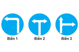 Gặp biển nào tài xế không được cho xe đi thẳng, phải rẽ sang hướng khác?