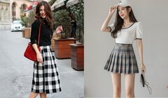 Các kiểu chân váy kẻ caro dễ mặc