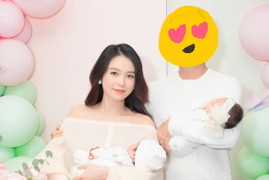 Sam làm tiệc đầy tháng cho 2 con, kiên quyết giấu kín mặt chồng