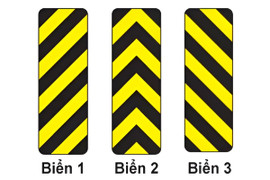 Gặp biển nào tài xế đi theo hướng bên phải để tránh chướng ngại vật?