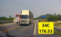 Xe tải liều lĩnh vượt ẩu, người đi đường sợ hãi tránh né