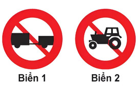 Biển nào cấm máy kéo kéo theo rơ moóc?