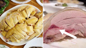 Gà luộc xong tủy xương còn đỏ có phải là chưa chín?