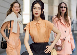 Phối đồ công sở với tông cam đào 'hot trend'