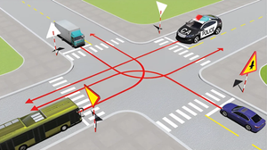 Theo hướng mũi tên, thứ tự các xe đi thế nào là đúng?