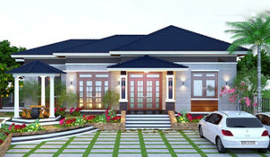 Mẫu thiết kế nhà 1 tầng 5 phòng ngủ đẹp hiện đại