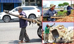 Người lao động nghèo oằn mình mưu sinh dưới trời nắng nóng như đổ lửa