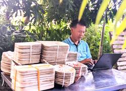 Độc đáo chén, đĩa làm bằng mo cau, xuất khẩu khắp 5 châu